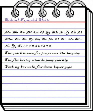 Redcoat Expanded Italic Expanded Italic animated font preview Redcoat Expanded Italic Expanded Italic animated font preview