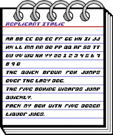 Replicant Italic Italic animated font preview Replicant Italic Italic animated font preview