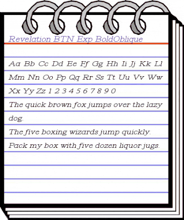 Revelation BTN Exp BoldOblique animated font preview Revelation BTN Exp BoldOblique animated font preview