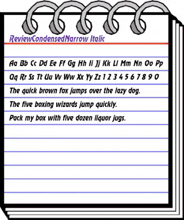 ReviewCondensedNarrow Italic animated font preview
