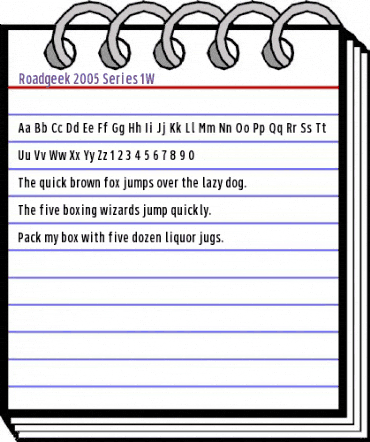 Roadgeek 2005 Series 1W Regular animated font preview Roadgeek 2005 Series 1W Regular animated font preview