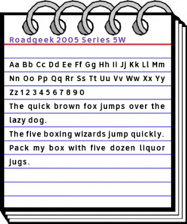 Roadgeek 2005 Series 5W Regular animated font preview