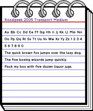 Roadgeek 2005 Transport Medium Regular animated font preview