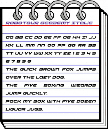 Robotaur Academy Italic Italic animated font preview Robotaur Academy Italic Italic animated font preview