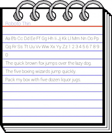 Roboto Thin animated font preview