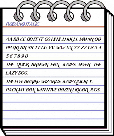 Rodano Italic Regular animated font preview