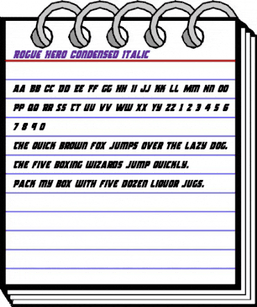 Rogue Hero Condensed Italic Condensed Italic animated font preview Rogue Hero Condensed Italic Condensed Italic animated font preview