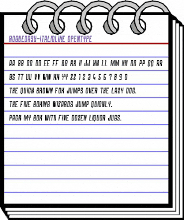 Roguedash Line Italic animated font preview