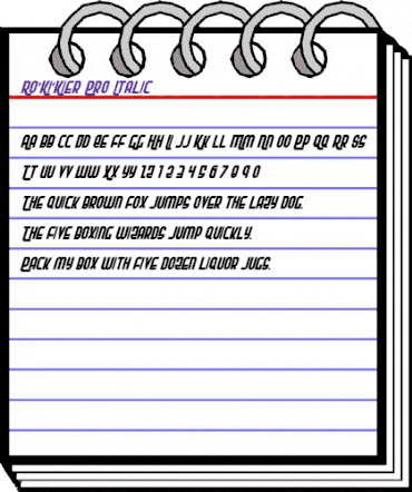 Ro'Ki'Kier Pro Italic Italic animated font preview Ro'Ki'Kier Pro Italic Italic animated font preview