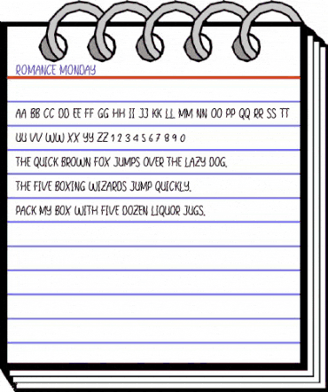 Romance Monday Regular animated font preview