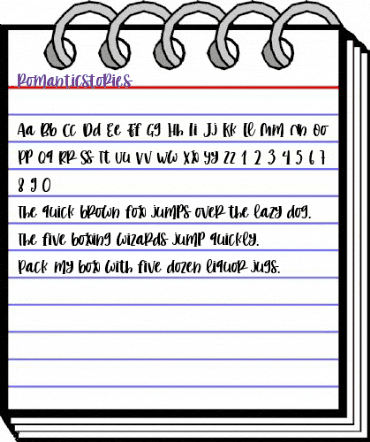 romantic stories Regular animated font preview