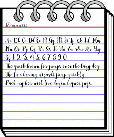 Romantis Script Regular animated font preview