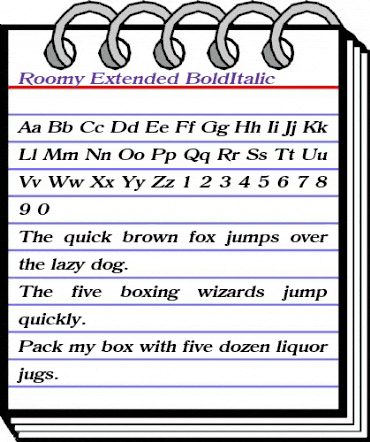 Roomy Extended BoldItalic animated font preview Roomy Extended BoldItalic animated font preview