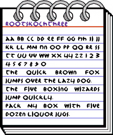 RootsKochThree Regular animated font preview