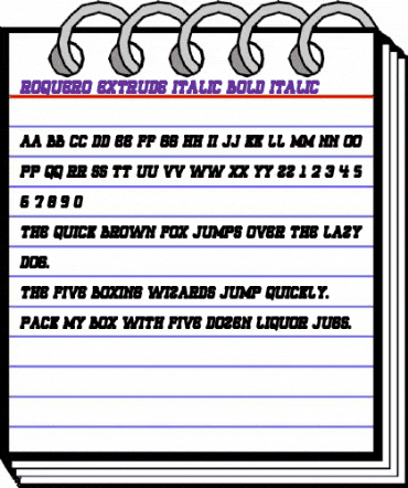 ROQUERO Extrude Italic Bold Italic animated font preview