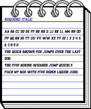 ROQUERO Italic animated font preview