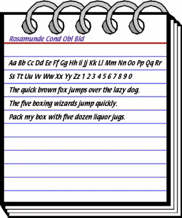 Rosamunde Cond Obl Bld Regular animated font preview