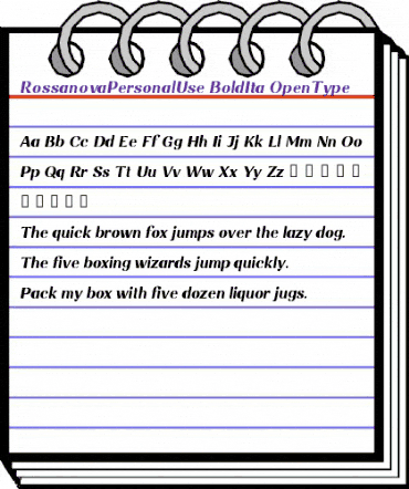 Rossanova Personal Use Ita Bold Italic animated font preview