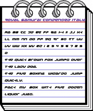Royal Samurai Condensed Italic Condensed Italic animated font preview Royal Samurai Condensed Italic Condensed Italic animated font preview
