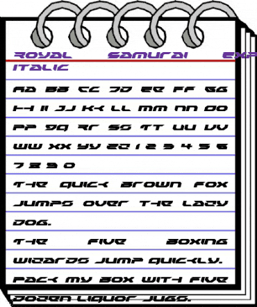 Royal Samurai Expanded Italic Expanded Italic animated font preview Royal Samurai Expanded Italic Expanded Italic animated font preview