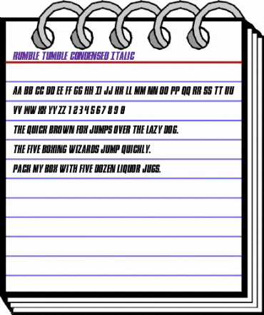 Rumble Tumble Condensed Italic Condensed Italic animated font preview Rumble Tumble Condensed Italic Condensed Italic animated font preview