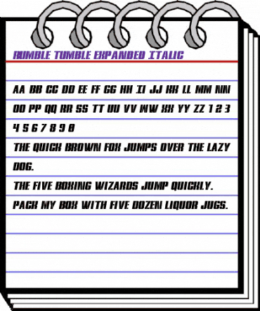 Rumble Tumble Expanded Italic Expanded Italic animated font preview