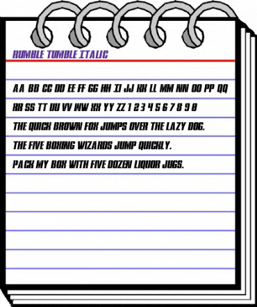 Rumble Tumble Italic Italic animated font preview
