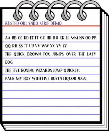 Rusted Orlando Serif Demo Regular animated font preview