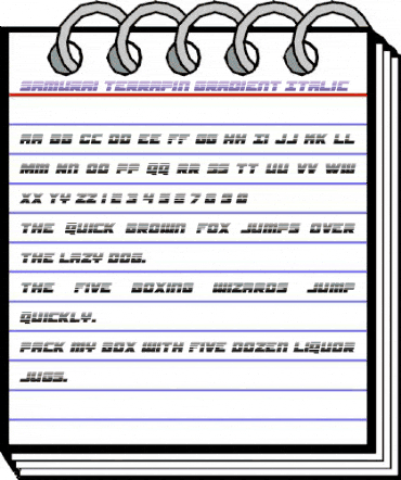 Samurai Terrapin Gradient Italic Italic animated font preview