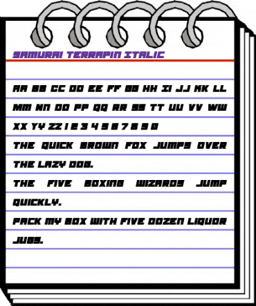 Samurai Terrapin Italic Italic animated font preview Samurai Terrapin Italic Italic animated font preview