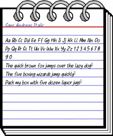 Sans Andreas Italic animated font preview Sans Andreas Italic animated font preview