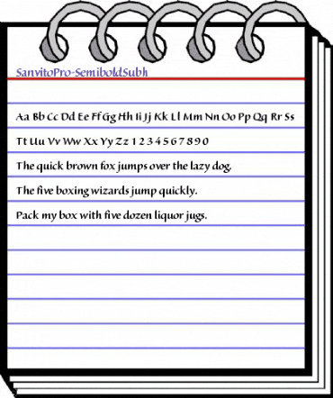 Sanvito Pro Semibold Subhead animated font preview Sanvito Pro Semibold Subhead animated font preview