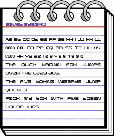 SavedByZero Regular animated font preview