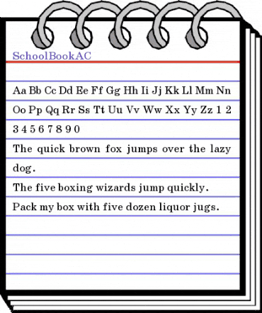SchoolBookAC Regular animated font preview