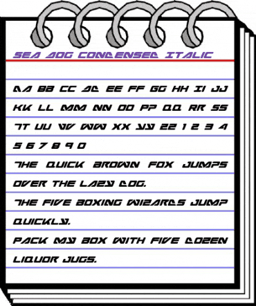 Sea-Dog Condensed Italic Condensed Italic animated font preview