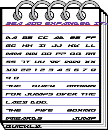 Sea-Dog Expanded Italic Expanded Italic animated font preview