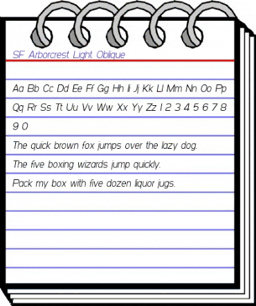 SF Arborcrest Light Oblique animated font preview SF Arborcrest Light Oblique animated font preview