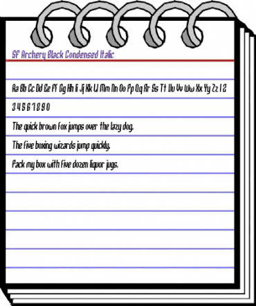 SF Archery Black Condensed Italic animated font preview