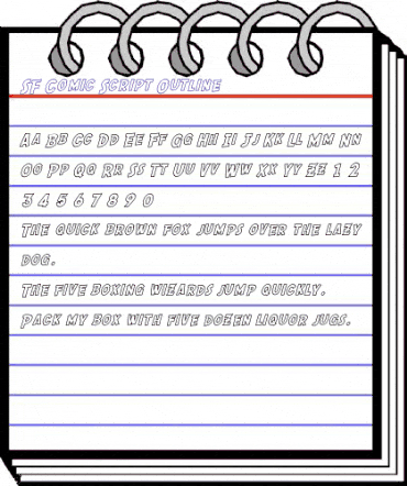 SF Comic Script Outline Regular animated font preview
