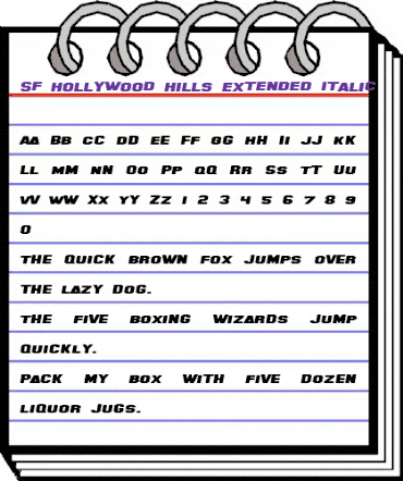 SF Hollywood Hills Extended Italic animated font preview