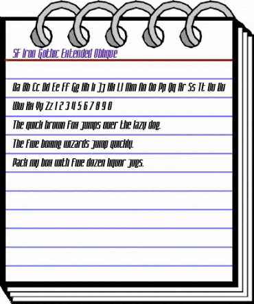 SF Iron Gothic Extended Oblique animated font preview SF Iron Gothic Extended Oblique animated font preview