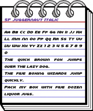 SF Juggernaut Italic animated font preview