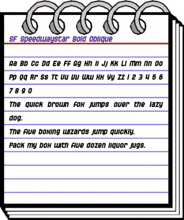 SF Speedwaystar Bold Oblique animated font preview