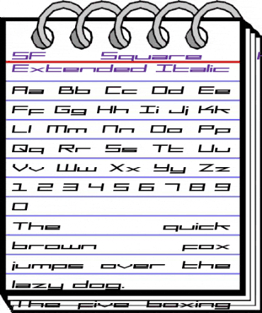 SF Square Head Extended Italic animated font preview