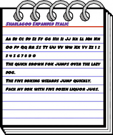 Shablagoo Expanded Italic Expanded Italic animated font preview Shablagoo Expanded Italic Expanded Italic animated font preview