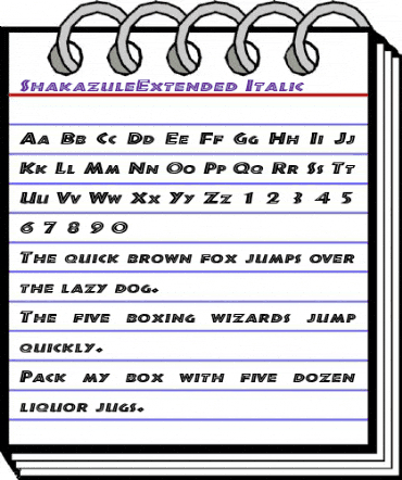 ShakazuleExtended Italic animated font preview