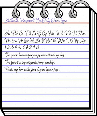 Shillentta Personal Use Only Regular animated font preview