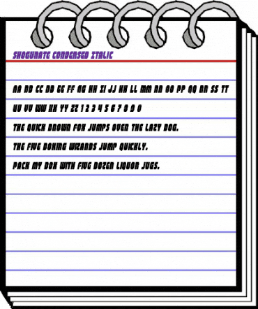 Shogunate Condensed Italic Condensed Italic animated font preview