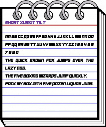 Short Xurkit Tilt Regular animated font preview