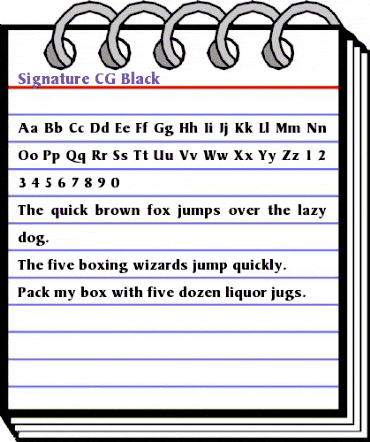 Signature CG Black Regular animated font preview